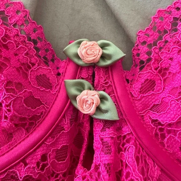 NWT For Love And Lemons Beautiful Pink Lingerie Lace Butterflies Size Small - Picture 5 of 9